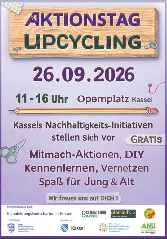 Upcycling Aktionstag in Kassel am 26.09.2026, nachhaltige Initiativen, DIY, Mitmachaktionen.